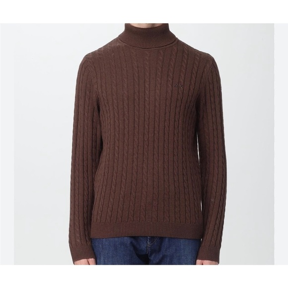 Brooks Brothers cashmere, wool and silk brown cable knit turtleneck sweater - Picture 1 of 11